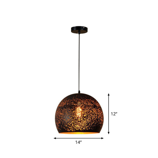 Nora - Retro Hollow - Out Metal Pendant Lighting 1 - Light Black Finish Suspension Light For