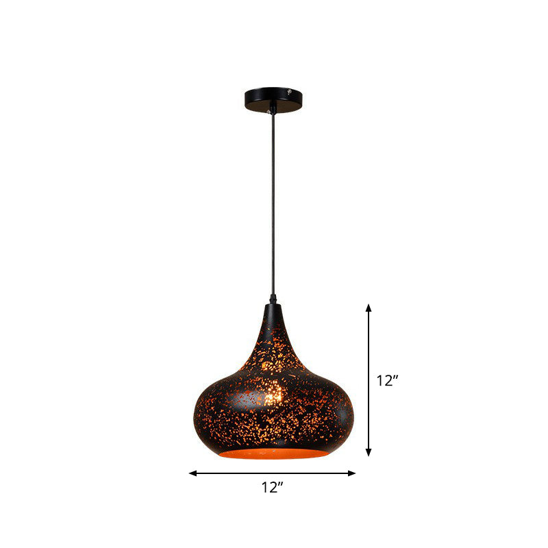 Nora - Retro Hollow - Out Metal Pendant Lighting 1 - Light Black Finish Suspension Light For