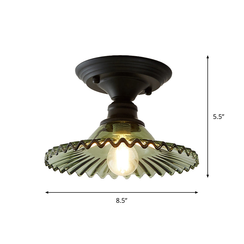 Panalope - Vintage Glass Radial Mini Ceiling Lighting: 1 - Light Balcony Semi Flush