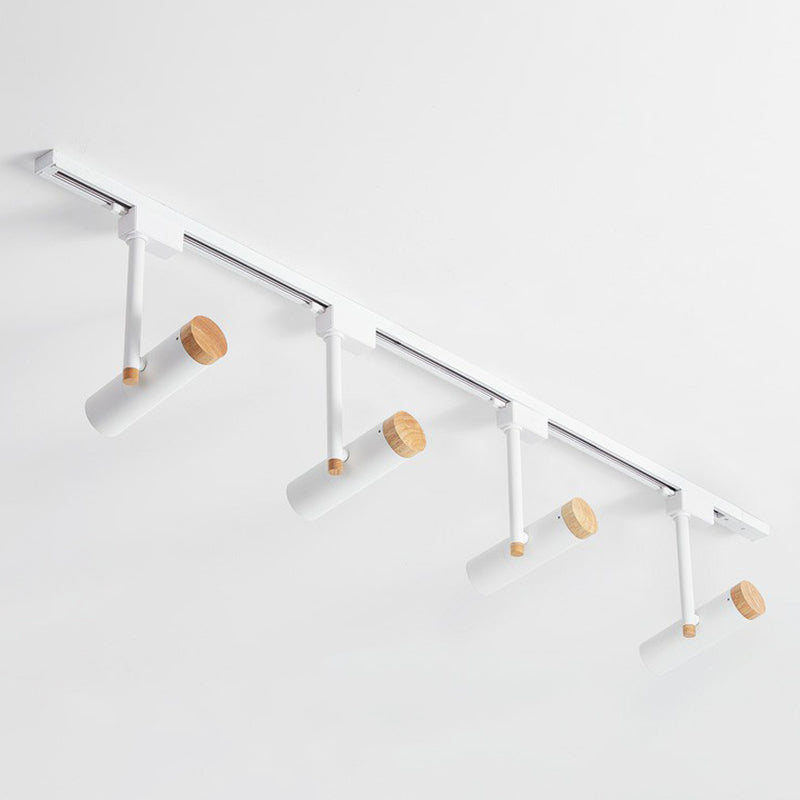Nordic Tubular Metallic Spotlight With Wood Cap 4 / White Ceiling Lamp