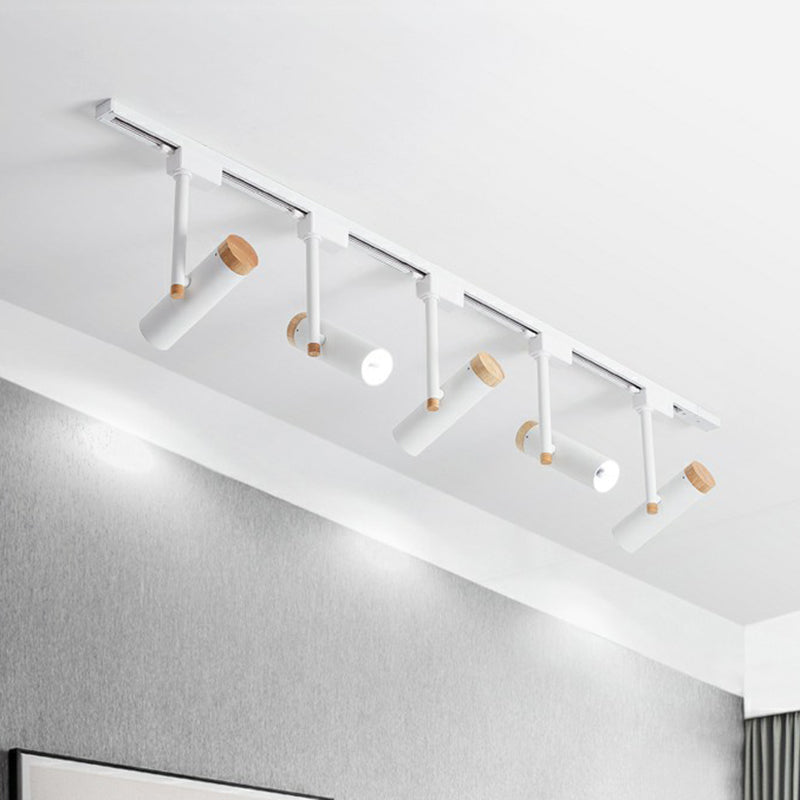Nordic Tubular Metallic Spotlight With Wood Cap Ceiling Lamp