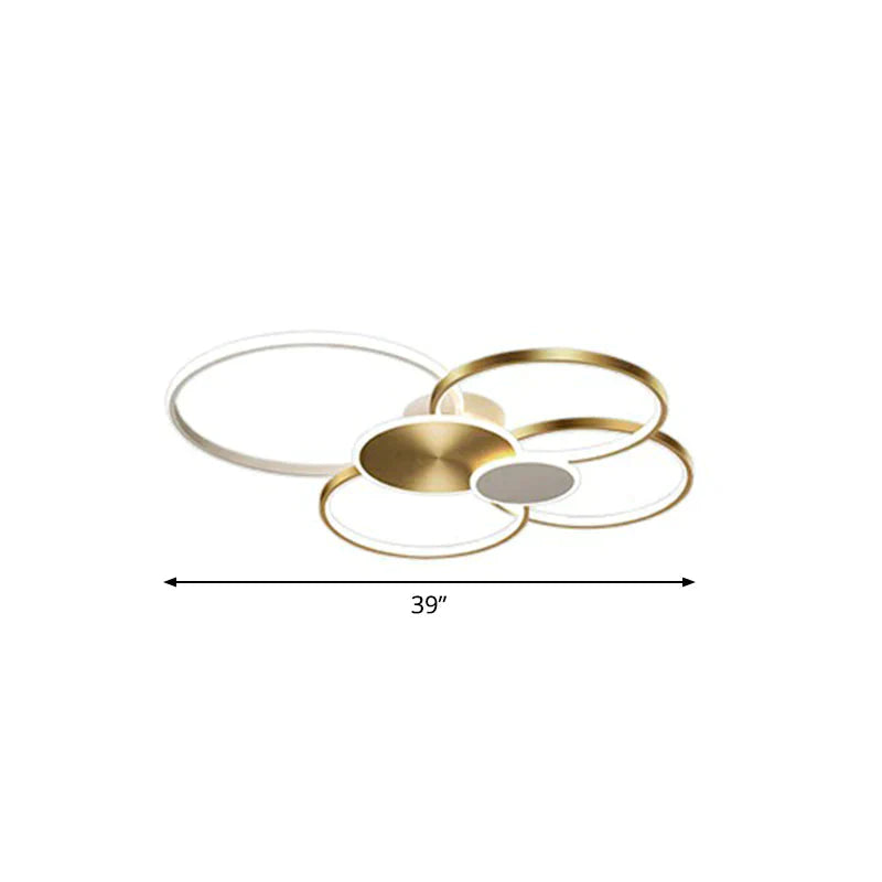 Metal Circular Flush Ceiling Light Modern LED Flush Mounted Lamp for Living Room - Gold - 39" - White - Clearhalo - 'Ceiling Lights' - 'Close To Ceiling Lights' - 'Close to ceiling' - 'Flush mount' - Lighting' - 2327918