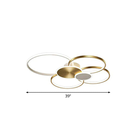 Metal Circular Flush Ceiling Light Modern LED Flush Mounted Lamp for Living Room - Gold - 39" - White - Clearhalo - 'Ceiling Lights' - 'Close To Ceiling Lights' - 'Close to ceiling' - 'Flush mount' - Lighting' - 2327918