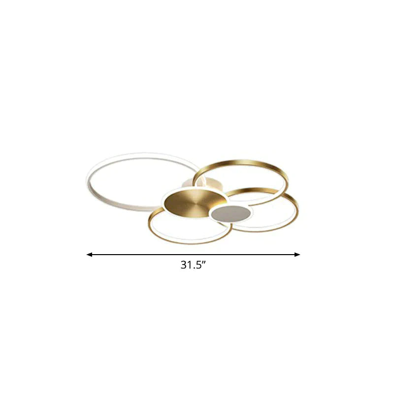 Metal Circular Flush Ceiling Light Modern LED Flush Mounted Lamp for Living Room - Gold - 31.5" - White - Clearhalo - 'Ceiling Lights' - 'Close To Ceiling Lights' - 'Close to ceiling' - 'Flush mount' - Lighting' - 2327919