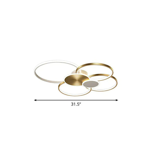 Metal Circular Flush Ceiling Light Modern LED Flush Mounted Lamp for Living Room - Gold - 31.5" - White - Clearhalo - 'Ceiling Lights' - 'Close To Ceiling Lights' - 'Close to ceiling' - 'Flush mount' - Lighting' - 2327919