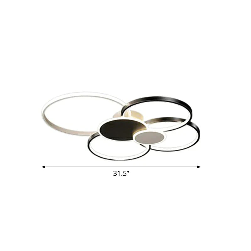 Metal Circular Flush Ceiling Light Modern LED Flush Mounted Lamp for Living Room - Black - 31.5" - White - Clearhalo - 'Ceiling Lights' - 'Close To Ceiling Lights' - 'Close to ceiling' - 'Flush mount' - Lighting' - 2327923