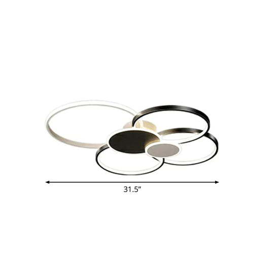 Metal Circular Flush Ceiling Light Modern LED Flush Mounted Lamp for Living Room - Black - 31.5" - White - Clearhalo - 'Ceiling Lights' - 'Close To Ceiling Lights' - 'Close to ceiling' - 'Flush mount' - Lighting' - 2327923