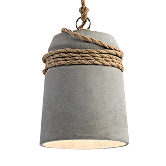 Industrial Style Cement Black/Gray/Beige Finish Pendant Light With Rope Lighting