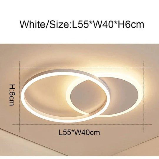 2/3/5/6 Circle Rings Modern Led Ceiling Lights For Living Room Bedroom Study White/Brown Color Lamp