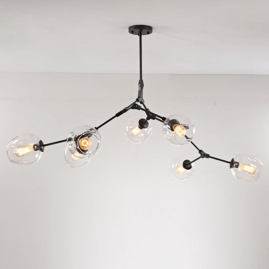 Elegant Glass Molecular Pendant Chandelier For Living Room Decor 7 / Black Clear Lighting