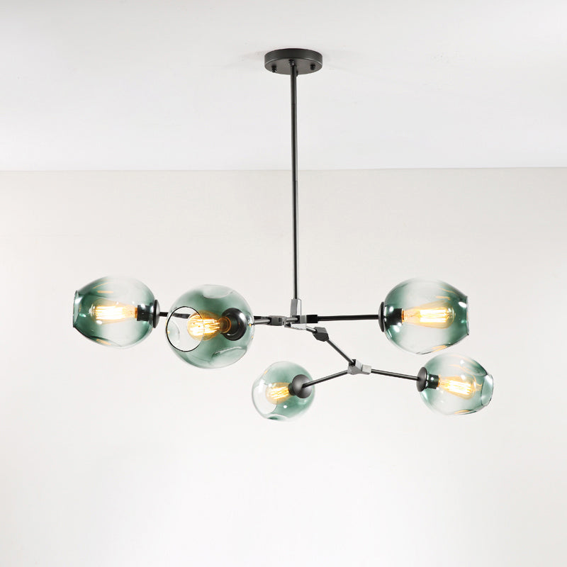 Elegant Glass Molecular Pendant Chandelier For Living Room Decor 5 / Black Blue Lighting