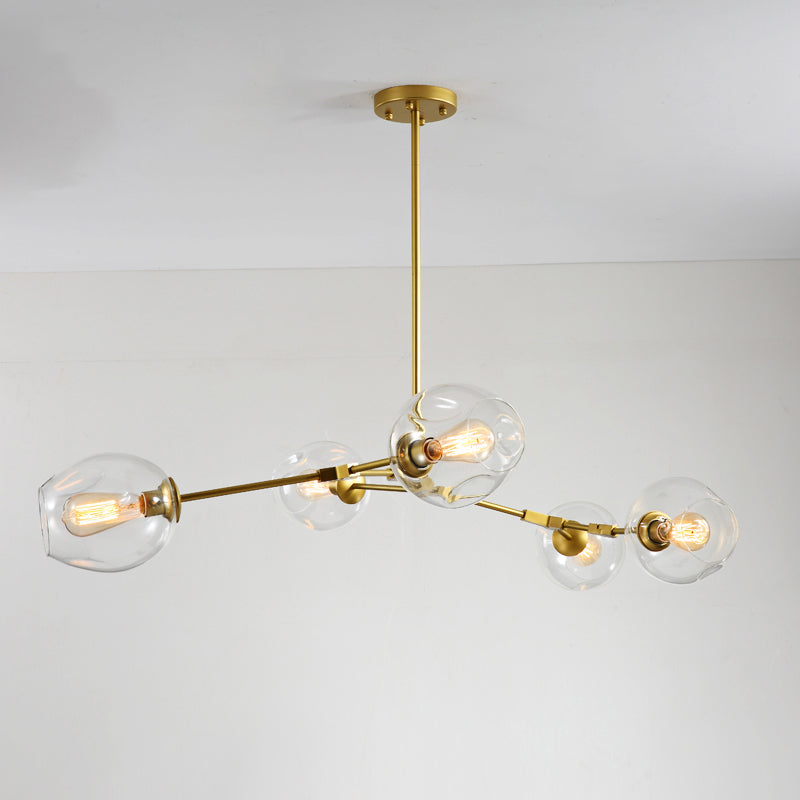 Elegant Glass Molecular Pendant Chandelier For Living Room Decor 5 / Gold Clear Lighting
