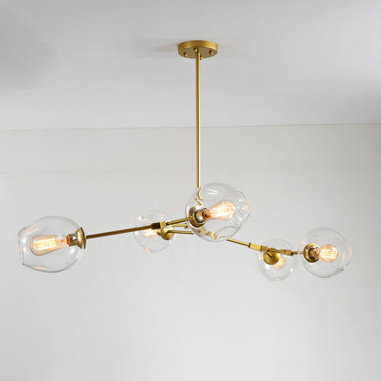 Elegant Glass Molecular Pendant Chandelier For Living Room Decor 5 / Gold Clear Lighting