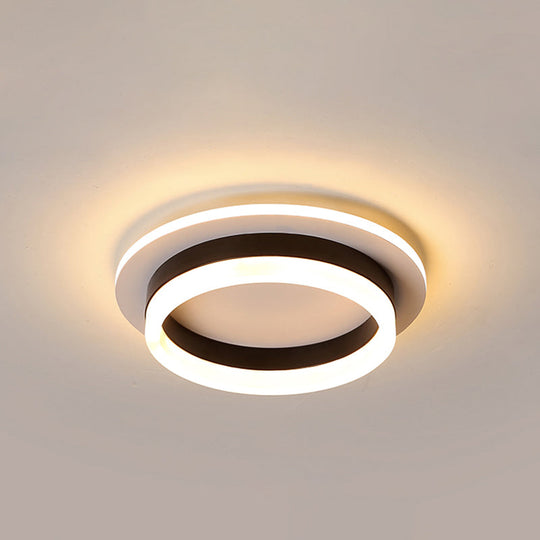 Metal Minimalist Led Flush Mount With Acrylic Diffuser - Small Corridor Ceiling Light Fixture Black