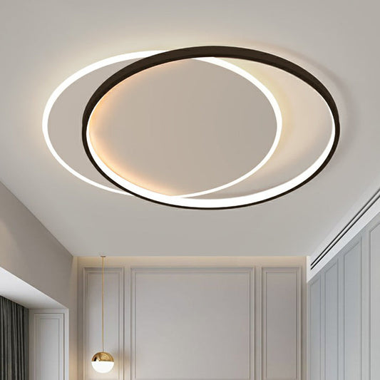 Circular Flush Light Fixture With Acrylic Shade In Black And White - Simplicity Led Ceiling Mount
