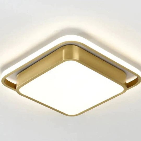 Copper Living Room Lamp Square Led Ceiling Trichromatic Light