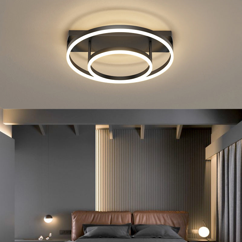 Contemporary Acrylic Bedroom Ceiling Mount Light Fixture - Geometric Semi Flush Gold / White Round