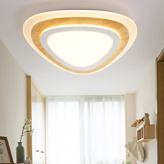 Kids Room Led Flush Mount With Creative Acrylic Light And Nautical Theme In Wood Finish - Ceiling /
