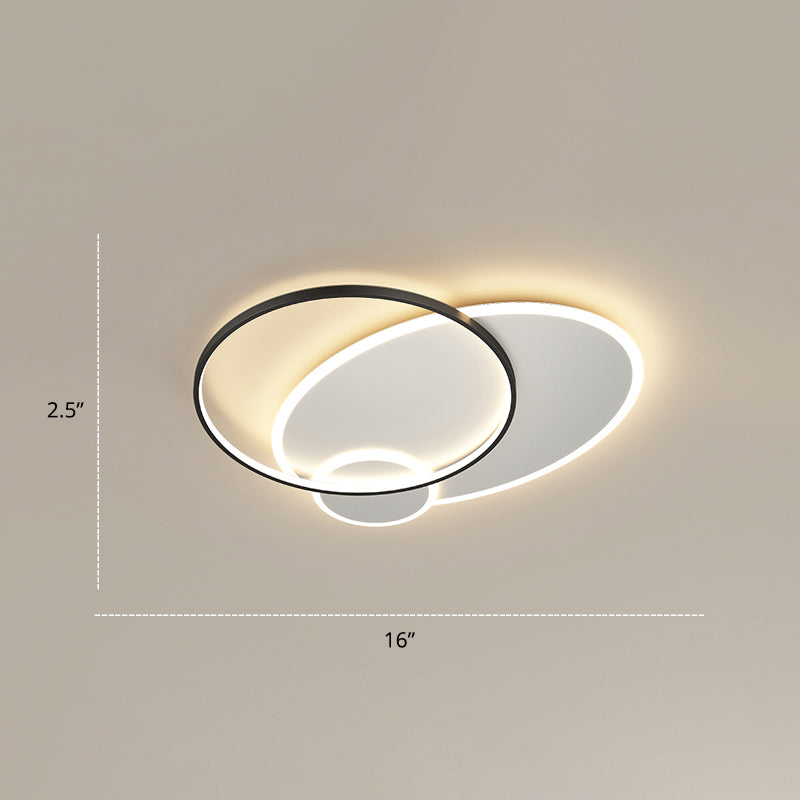 Bedroom Brilliance In A Stack: Minimalistic Led Metal Flush Mount Ceiling Ligh Black - White /