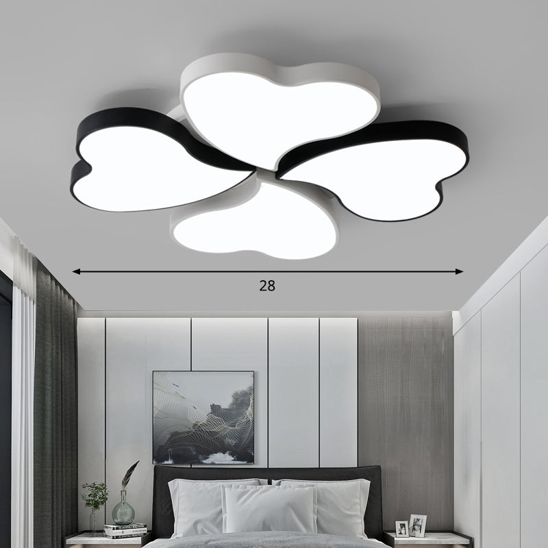 Nordic Led Metal Clover Shaped Flush Mount Lighting For Bedroom In Black - White White / 28.5’