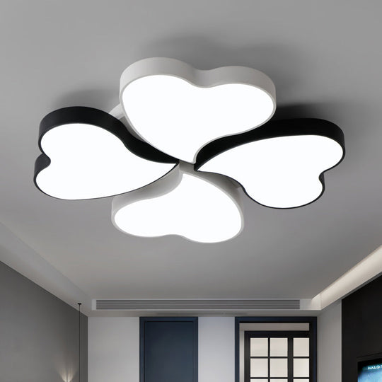 Nordic Led Metal Clover Shaped Flush Mount Lighting For Bedroom In Black - White Ceiling Light
