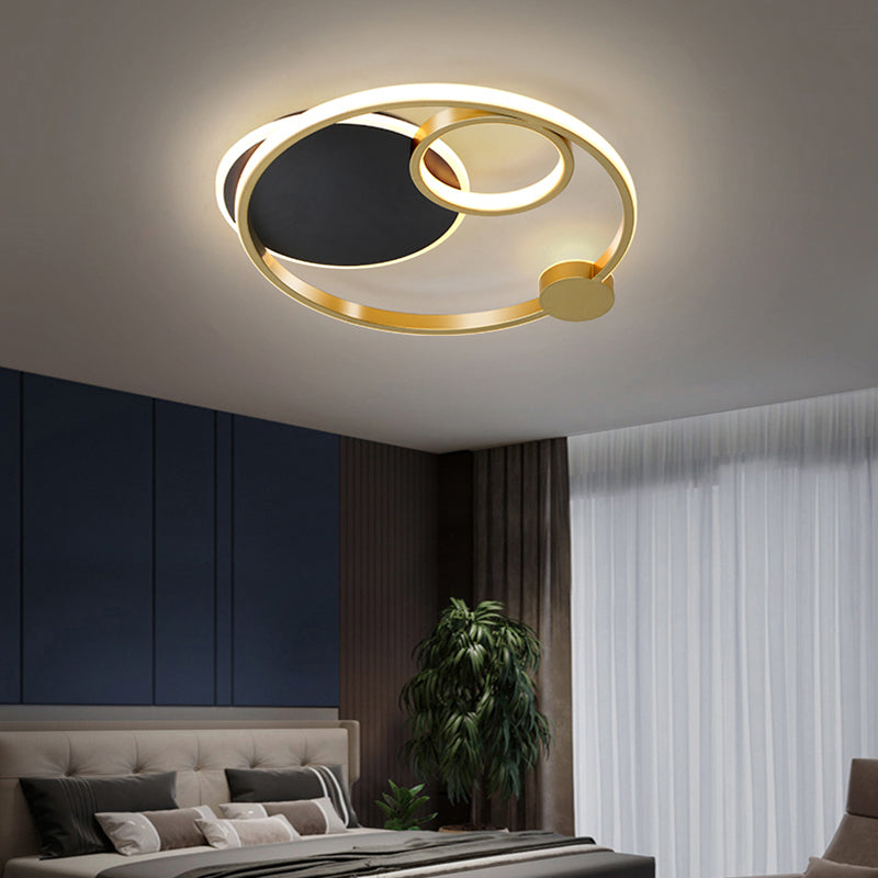 Postmodern Multi - Ring Metal Led Flush Mount Ceiling Lamp For Bedroom Light