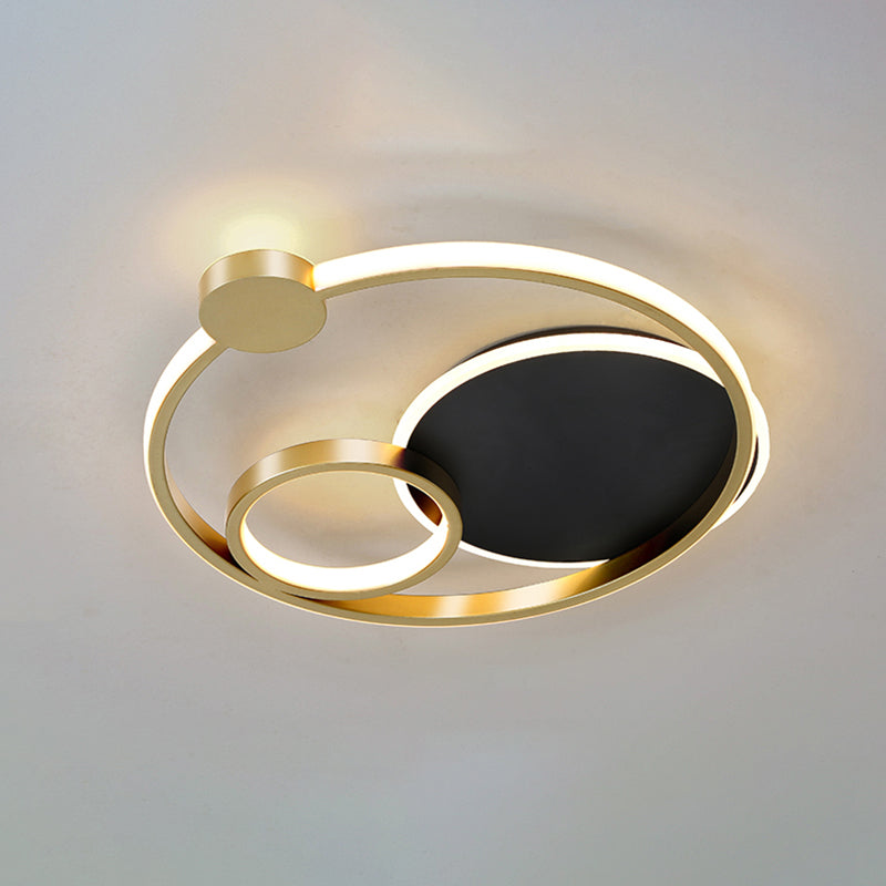 Postmodern Multi - Ring Metal Led Flush Mount Ceiling Lamp For Bedroom Light