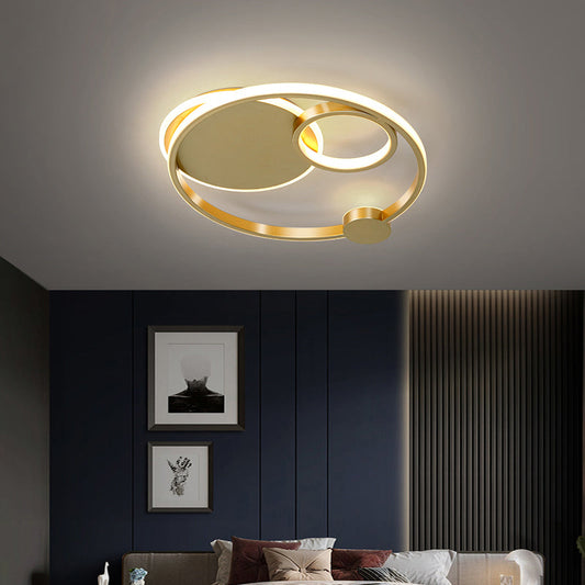 Postmodern Multi - Ring Metal Led Flush Mount Ceiling Lamp For Bedroom Light