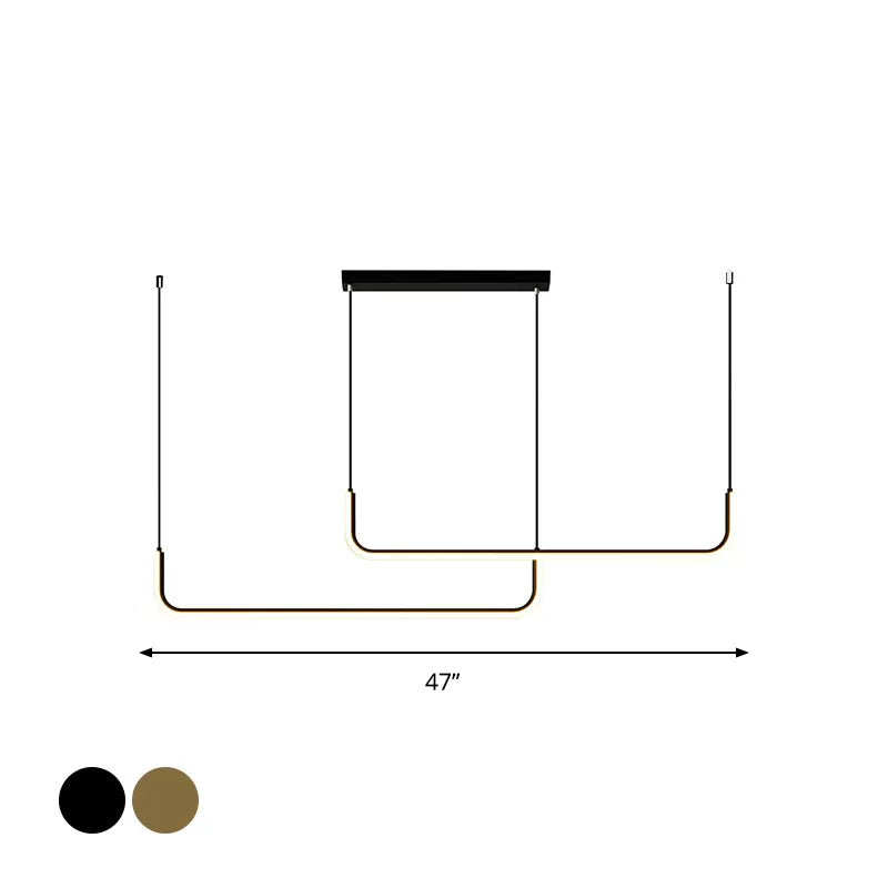 Molly - Sleek Aluminum Linear Pendant Light Fixture Simplicity Black/Gold Led Hanging Lamp Over