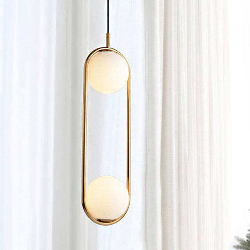 Lara - Modern Globe Pendant Lighting White Glass 1/2 Lights Black/Gold Hanging Ceiling Lamp For