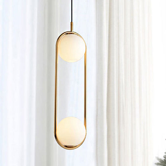Lara - Modern Globe Pendant Lighting White Glass 1/2 Lights Black/Gold Hanging Ceiling Lamp For