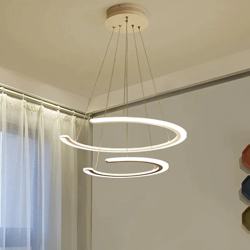 C Ring Dining Room Chandelier Acrylic Led 1/2/3 Light Postmodern Ceiling Pendant In