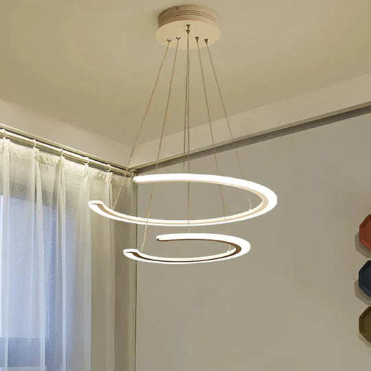 C Ring Dining Room Chandelier Acrylic Led 1/2/3 Light Postmodern Ceiling Pendant In