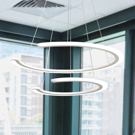 C Ring Dining Room Chandelier Acrylic Led 1/2/3 Light Postmodern Ceiling Pendant In