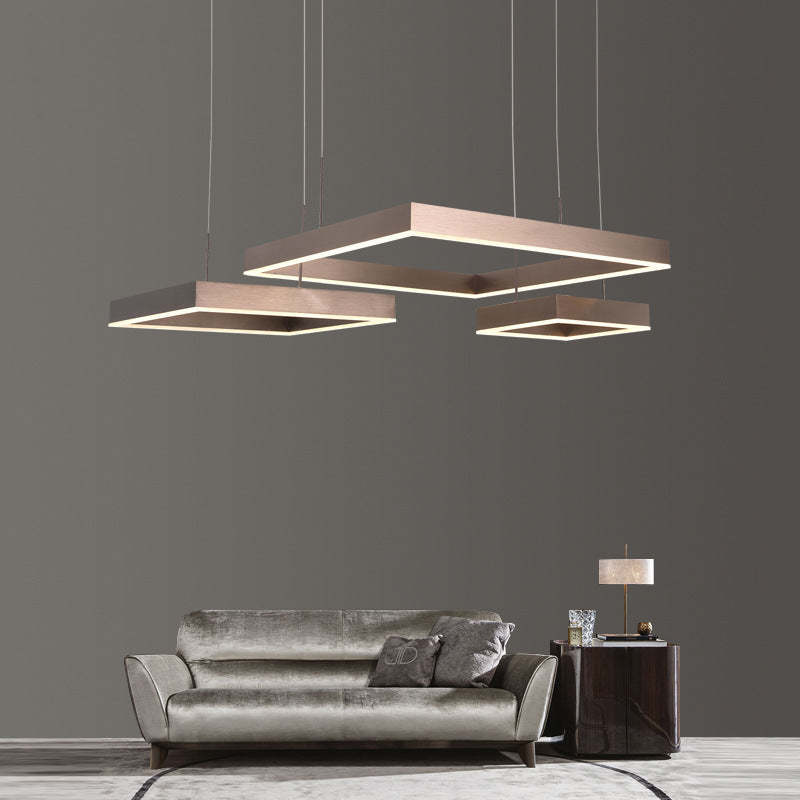 Modern Square Acrylic Led Chandelier - Coffee Finish Pendant Ceiling Light Lighting