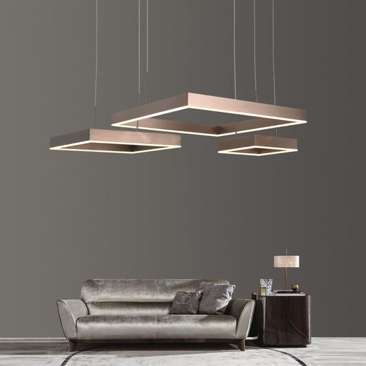 Modern Square Acrylic Led Chandelier - Coffee Finish Pendant Ceiling Light Lighting