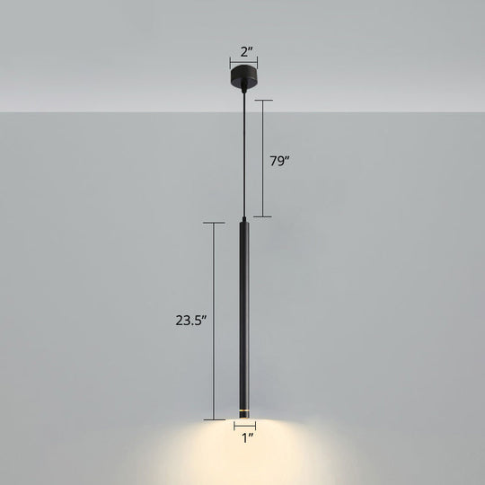 Minimalistic Tube Design Led Hanging Lamp For Bedside Suspension Pendant Light In Black Lighting