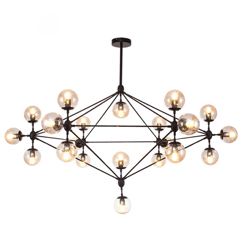 Alamak - Industrial Tan Glass Black Diamond Lattice Chandelier Stylish Living 21 /