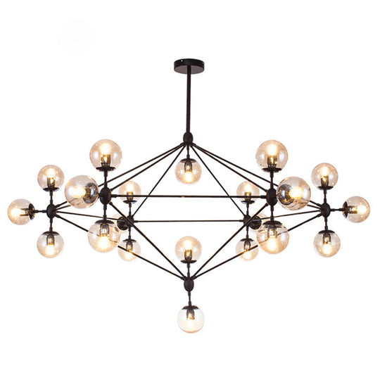 Alamak - Industrial Tan Glass Black Diamond Lattice Chandelier Stylish Living 21 /