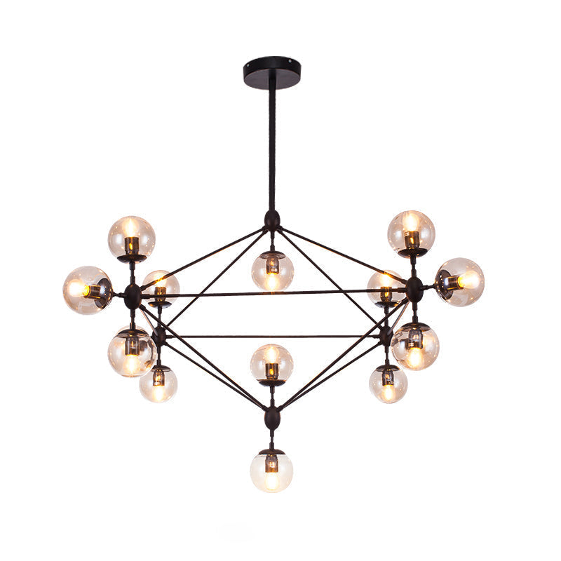 Alamak - Industrial Tan Glass Black Diamond Lattice Chandelier Stylish Living 15 /