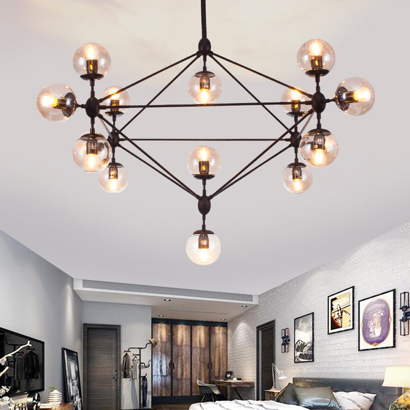 Alamak - Industrial Tan Glass Black Diamond Lattice Chandelier Stylish Living