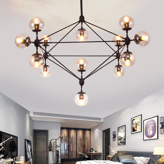 Alamak - Industrial Tan Glass Black Diamond Lattice Chandelier Stylish Living