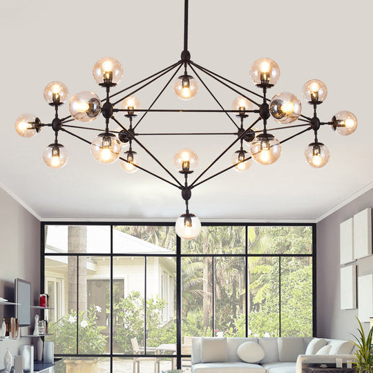Alamak - Industrial Tan Glass Black Diamond Lattice Chandelier Stylish Living