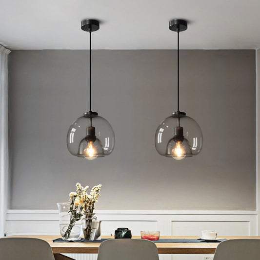 Jade - Modern Hand - Blown Glass Dome Hanging Lamp Minimalist 1 - Light Black Pendant Light Fixture