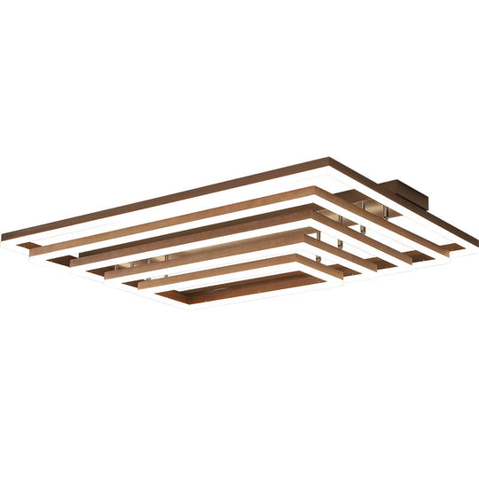 Minimalist Metal Led Flush Mount Ceiling Light With Multi - Tiered Rectangle Design For Living Room