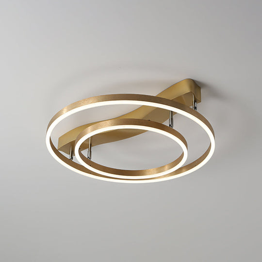 Simplicity Led Brass Multi - Ring Flush Mount Ceiling Light For Living Room 2 / White