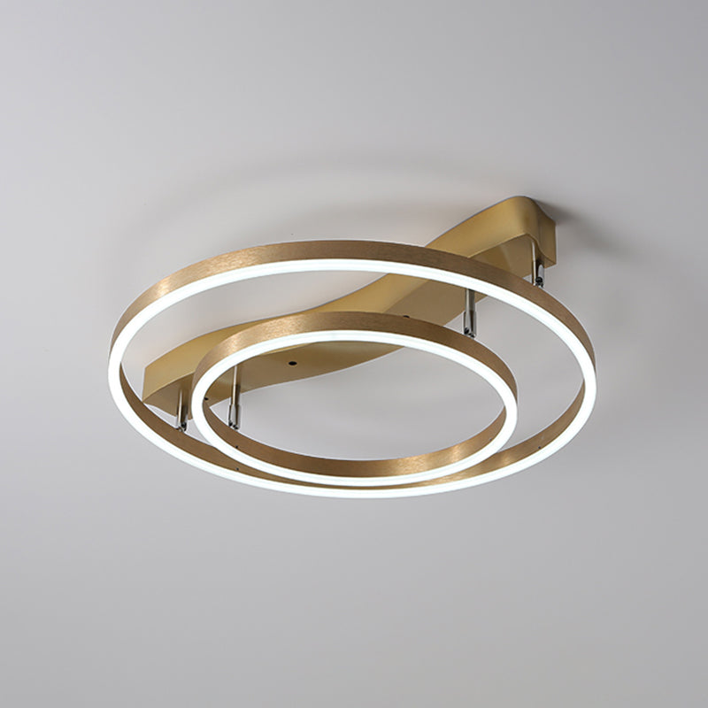 Simplicity Led Brass Multi - Ring Flush Mount Ceiling Light For Living Room