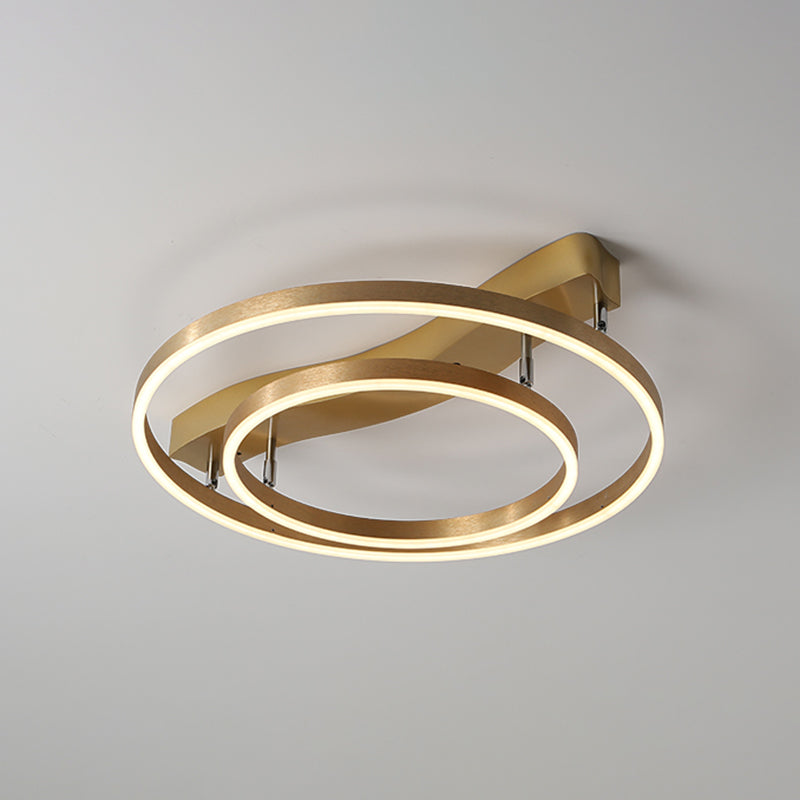 Simplicity Led Brass Multi - Ring Flush Mount Ceiling Light For Living Room