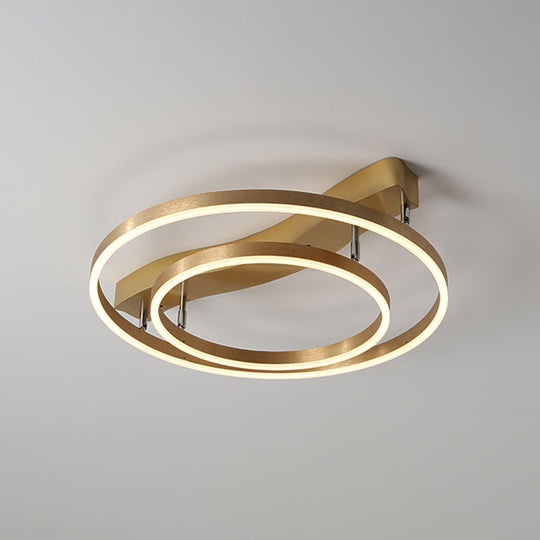 Simplicity Led Brass Multi - Ring Flush Mount Ceiling Light For Living Room