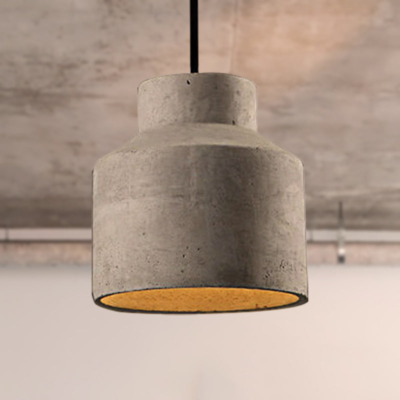 Adele - Industrial 1 Light Cement Pendant Lighting Adjustable Cord Grey